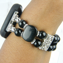 Load image into Gallery viewer, Black Onyx and Obsidian Watch band for FitBit Versa 2, Versa 3 & 4 Smartwatch