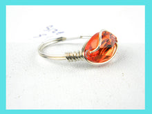 Load image into Gallery viewer, Sterling Silver Hyacinth Crystal Navette Wire Wrapped Ring