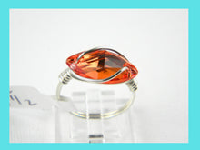Load image into Gallery viewer, Sterling Silver Hyacinth Crystal Navette Wire Wrapped Ring