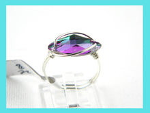 Load image into Gallery viewer, Sterling Silver Emerald Crystal Navette Wire Wrapped Ring