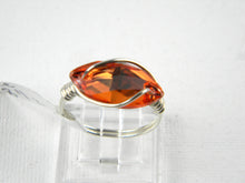 Load image into Gallery viewer, Sterling Silver Hyacinth Crystal Navette Wire Wrapped Ring