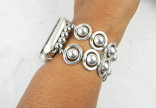 Load image into Gallery viewer, Silver Ovals and Silver Glass Beads Watch Band for Apple Watch