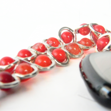 Load image into Gallery viewer, Silver Ovals and Red Beads Watch Band for Fitbit Versa 3&4 Smart Watch