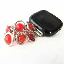 Load image into Gallery viewer, Silver Ovals and Red Beads Watch Band for Fitbit Versa 3&4 Smart Watch