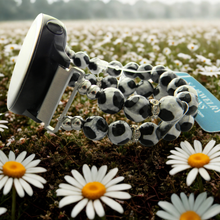 Load image into Gallery viewer, Tibetan Agate Watch Band for Samsung Watch, Black and White Giraffe Look