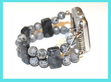 Load image into Gallery viewer, Labradorite and Silver Gray Crazy Lace Watch Band for Apple Watch