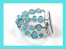 Load image into Gallery viewer, Silver Ovals and Aqua Beads Watch Band for Apple Watch