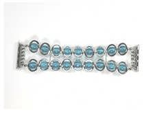 Load image into Gallery viewer, Silver Ovals and Aqua Beads Watch Band for Apple Watch