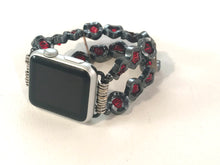 Load image into Gallery viewer, Wavy Hematite and Red Crystals Watch Band for Apple Watch