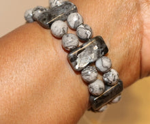 Load image into Gallery viewer, Labradorite and Silver Gray Crazy Lace Watch Band for Apple Watch