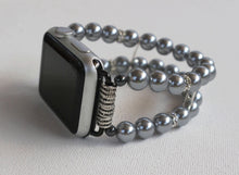Load image into Gallery viewer, Watch Band for Apple Watch, Gray Pearls and Rhinestones