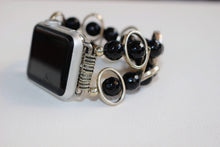Load image into Gallery viewer, Black Obsidian and Silver Ovals Watch Band for Apple Watch