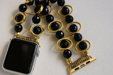 Load image into Gallery viewer, Black Obsidian and Gold Ovals Watch Band for Apple Watch
