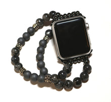 Load image into Gallery viewer, Mens Black Labradorite-Matte Hemitite Band for Apple Watch