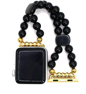 Black Onyx and Black Obsidian Bracelet Watch Band for Apple Watch