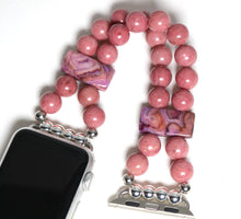 Load image into Gallery viewer, Rose Pink Rhodonite and Crazy Lace Agate Bracelet Watch Band for Apple Watch