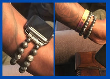 Load image into Gallery viewer, Mens Black Labradorite-Matte Hemitite Band for Apple Watch