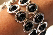 Load image into Gallery viewer, Silver Ovals and Black Beads Watch Band for Apple Watch