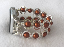 Load image into Gallery viewer, Silver Ovals and Copper Glass Beads Watch Band for Apple Watch