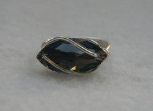 Load image into Gallery viewer, Denim Blue Crystal Navette Wire Wrapped Sterling Silver Ring