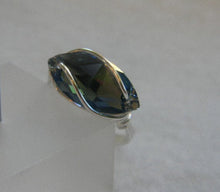 Load image into Gallery viewer, Denim Blue Crystal Navette Wire Wrapped Sterling Silver Ring