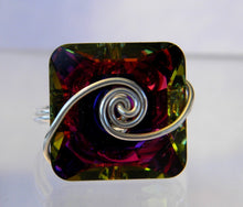 Load image into Gallery viewer, Sterling Silver Crystal Volcano Square Ring