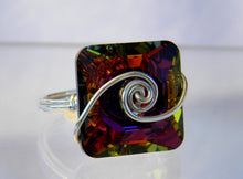 Load image into Gallery viewer, Sterling Silver Crystal Volcano Square Ring