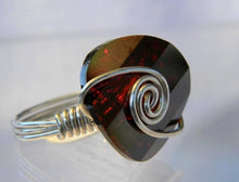 Load image into Gallery viewer, Sterling Silver Crystal Red Magma Potato Chip Ring