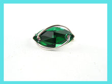 Load image into Gallery viewer, Sterling Silver Emerald Crystal Navette Wire Wrapped Ring
