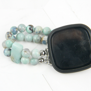 Enameled Agate & Amazonite Bracelet Watch Band for Fitbit Versa 2, Versa 3 & 4