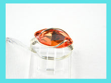 Load image into Gallery viewer, Sterling Silver Hyacinth Crystal Navette Wire Wrapped Ring

