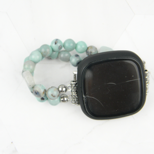 Enameled Agate & Amazonite Bracelet Watch Band for Fitbit Versa 2, Versa 3 & 4