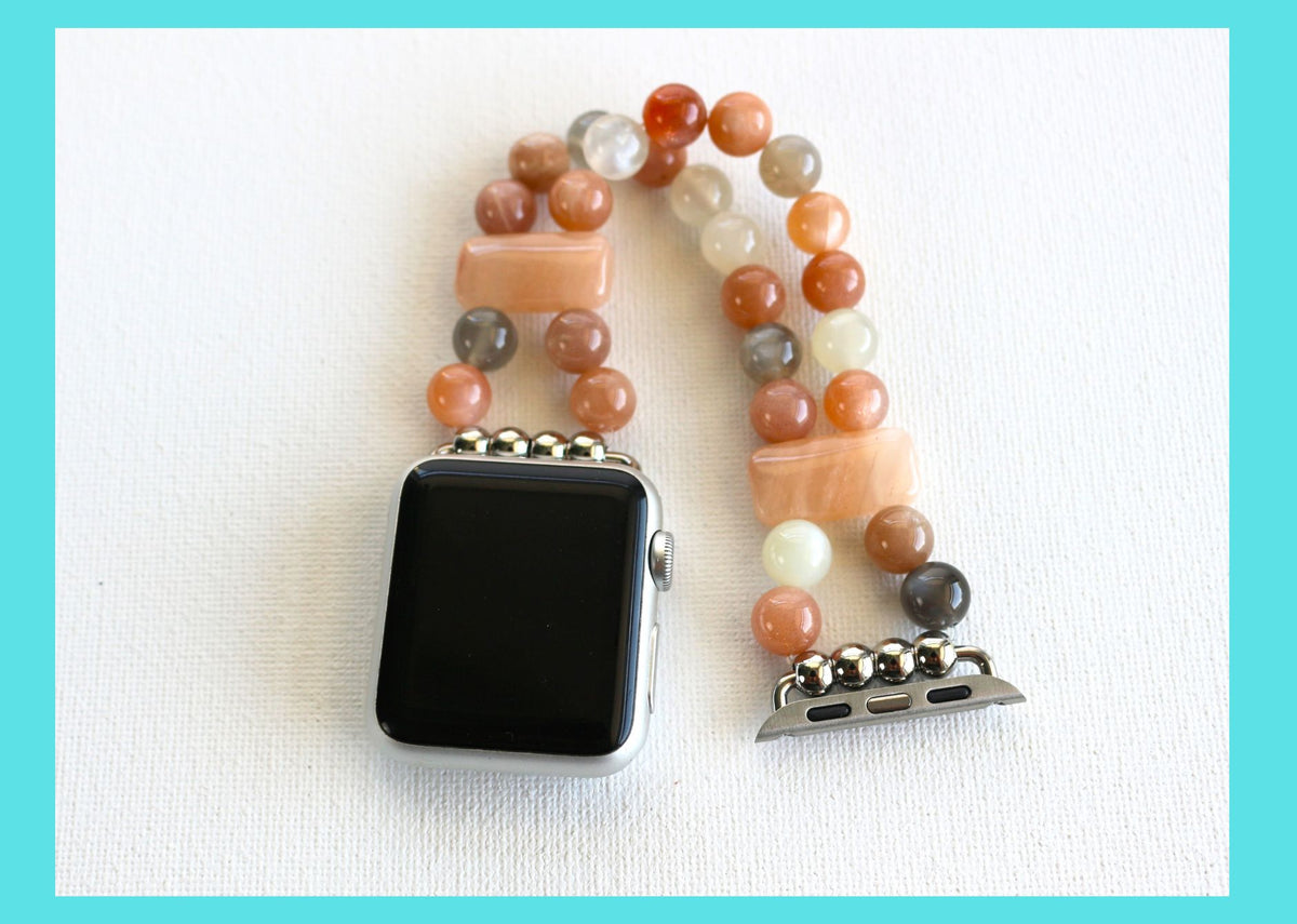 Moonstone and Aventurine Gemstone Bracelet Watch Band for Apple Watch