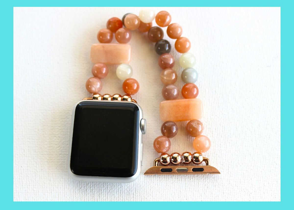 Moonstone and Aventurine Gemstone Bracelet Watch Band for Apple Watch