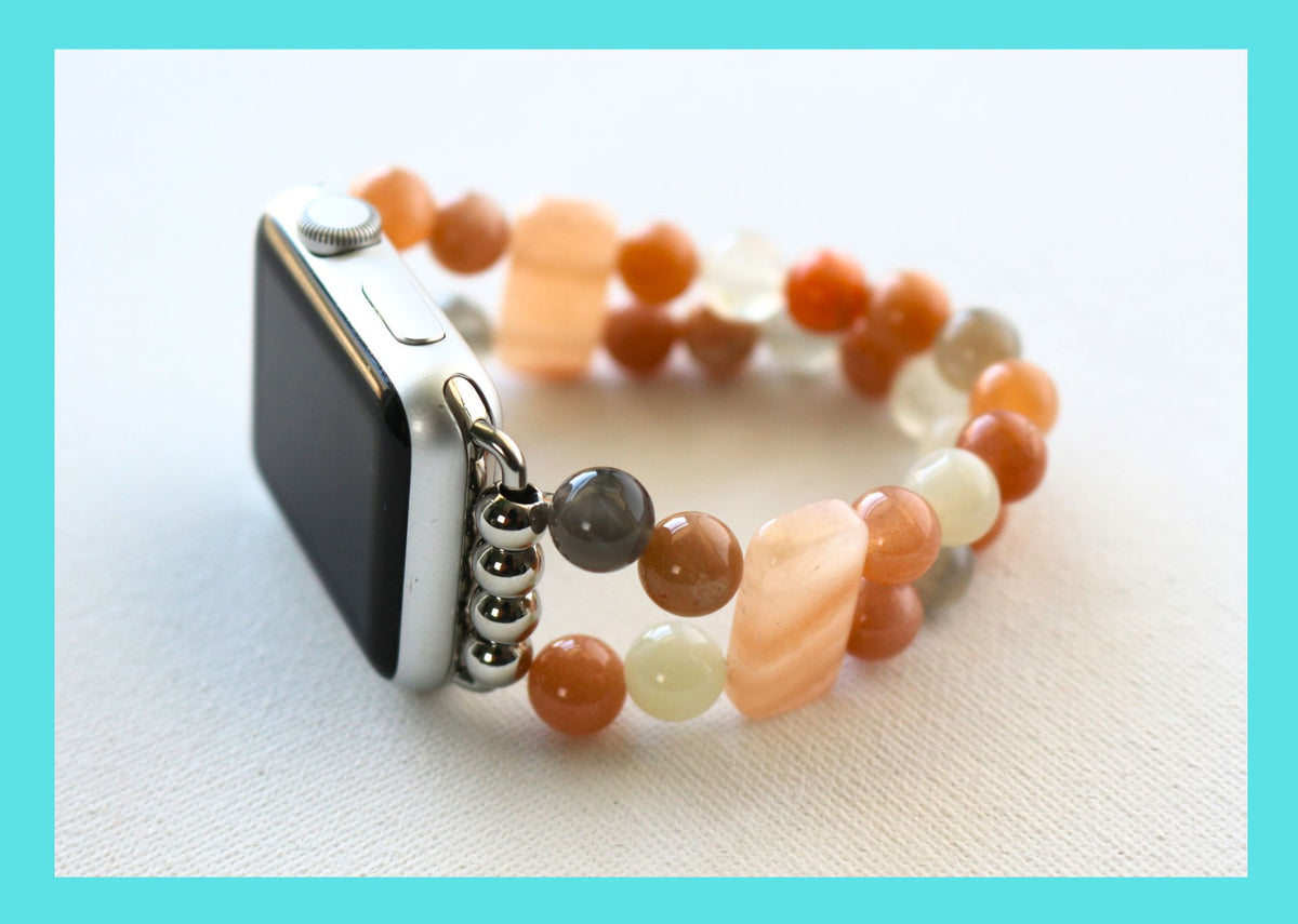 Moonstone and Aventurine Gemstone Bracelet Watch Band for Apple Watch
