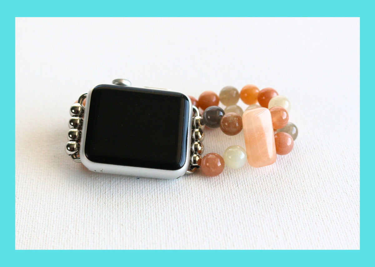 Moonstone and Aventurine Gemstone Bracelet Watch Band for Apple Watch