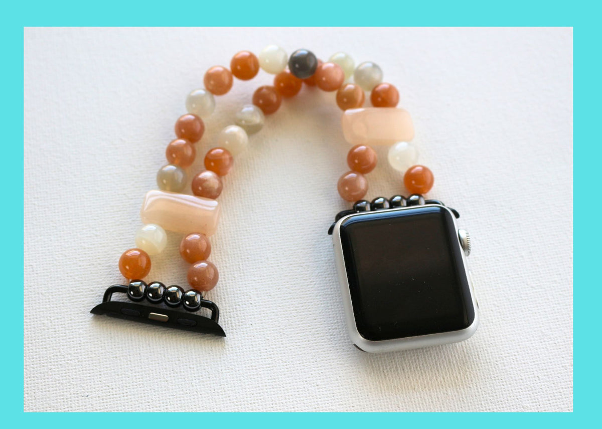 Moonstone and Aventurine Gemstone Bracelet Watch Band for Apple Watch