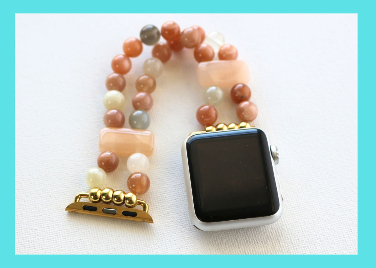 Moonstone and Aventurine Gemstone Bracelet Watch Band for Apple Watch