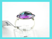 Load image into Gallery viewer, Sterling Silver Emerald Crystal Navette Wire Wrapped Ring
