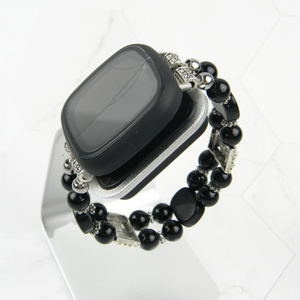 Black Onyx and Obsidian Watch band for FitBit Versa 2, Versa 3 & 4 Smartwatch