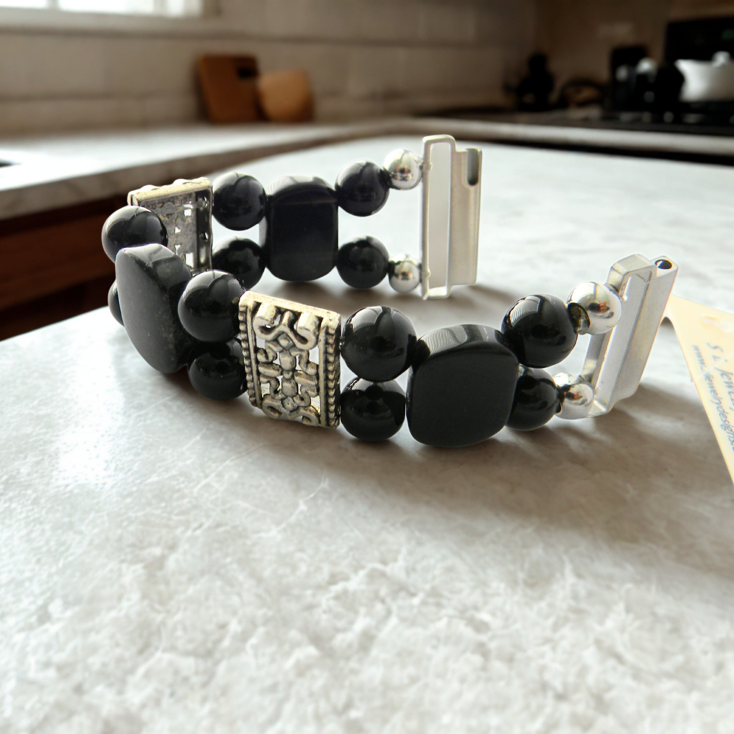 Black Onyx and Obsidian Watch band for Samsung Watch