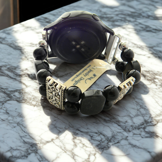 Black Onyx and Obsidian Watch band for Samsung Watch