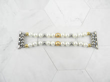 Load image into Gallery viewer, Off White and Gold Pearl Apple Watch Bracelet

