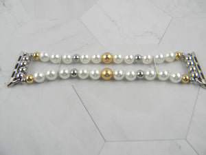 Off White and Gold Pearl Apple Watch Bracelet