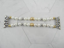 Load image into Gallery viewer, Off White and Gold Pearl Apple Watch Bracelet
