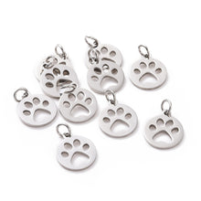 Load image into Gallery viewer, Dog Paw Stainless Steel Cut Out Charm
