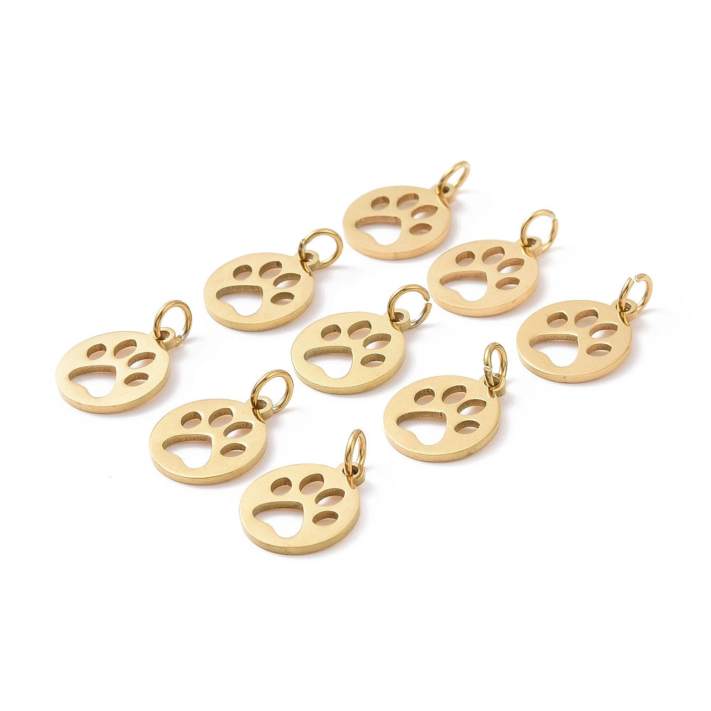 Dog Paw Stainless Steel Cut Out Charm