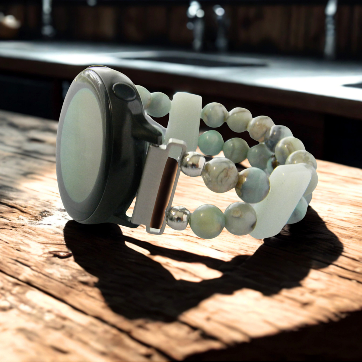 Enameled Agate & Amazonite Bracelet Watch Band for Samsung
