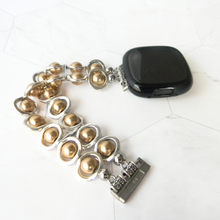 Load image into Gallery viewer, Silver Ovals and Gold Beads Watch Band for Fitbit Versa 3&amp;4 Smart Watch
