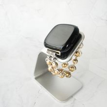 Load image into Gallery viewer, Silver Ovals and Gold Beads Watch Band for Fitbit Versa 3&amp;4 Smart Watch
